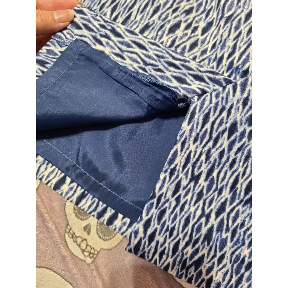 Michael Kors Blue Printed Faux Belt Pencil Skirt Sz 2‎